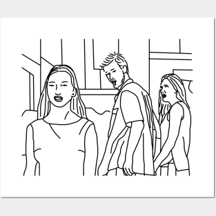 Distracted Boyfriend Meme Line Art Posters and Art